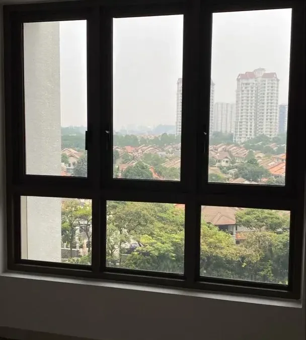 High-performance UV and heat rejection window film package applied to high-rise window panels