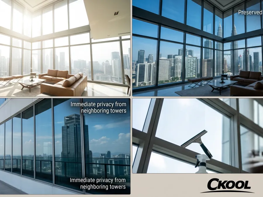 Luxury High-rise Commercial Building - Privacy Film (One-way Reflective) installation photo 1